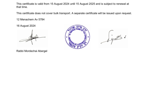 FARM NUTS INTERNATIONAL JOINT STOCK COMPANY kosher cert 2025